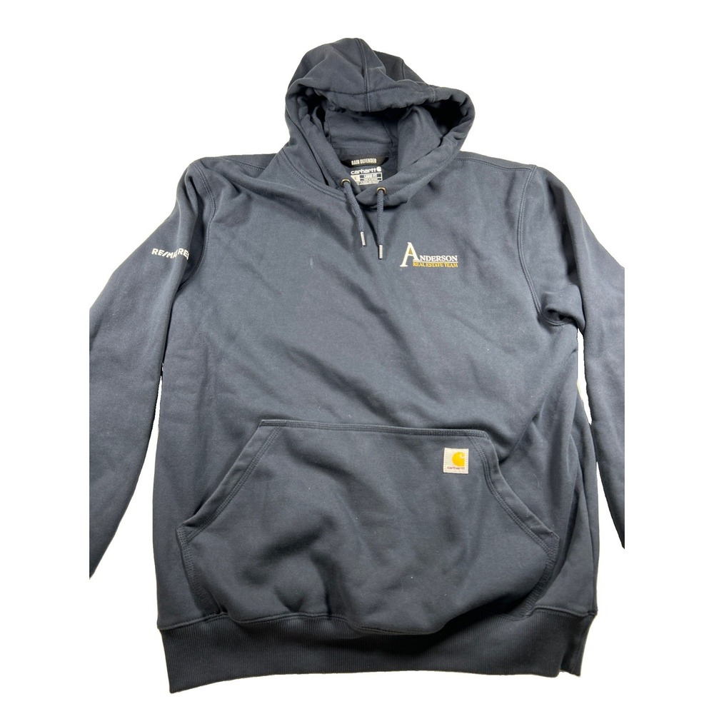 Carhartt Rain Defender Logo Employee Hoodie Men’s Large Blue Distressed Hoodie